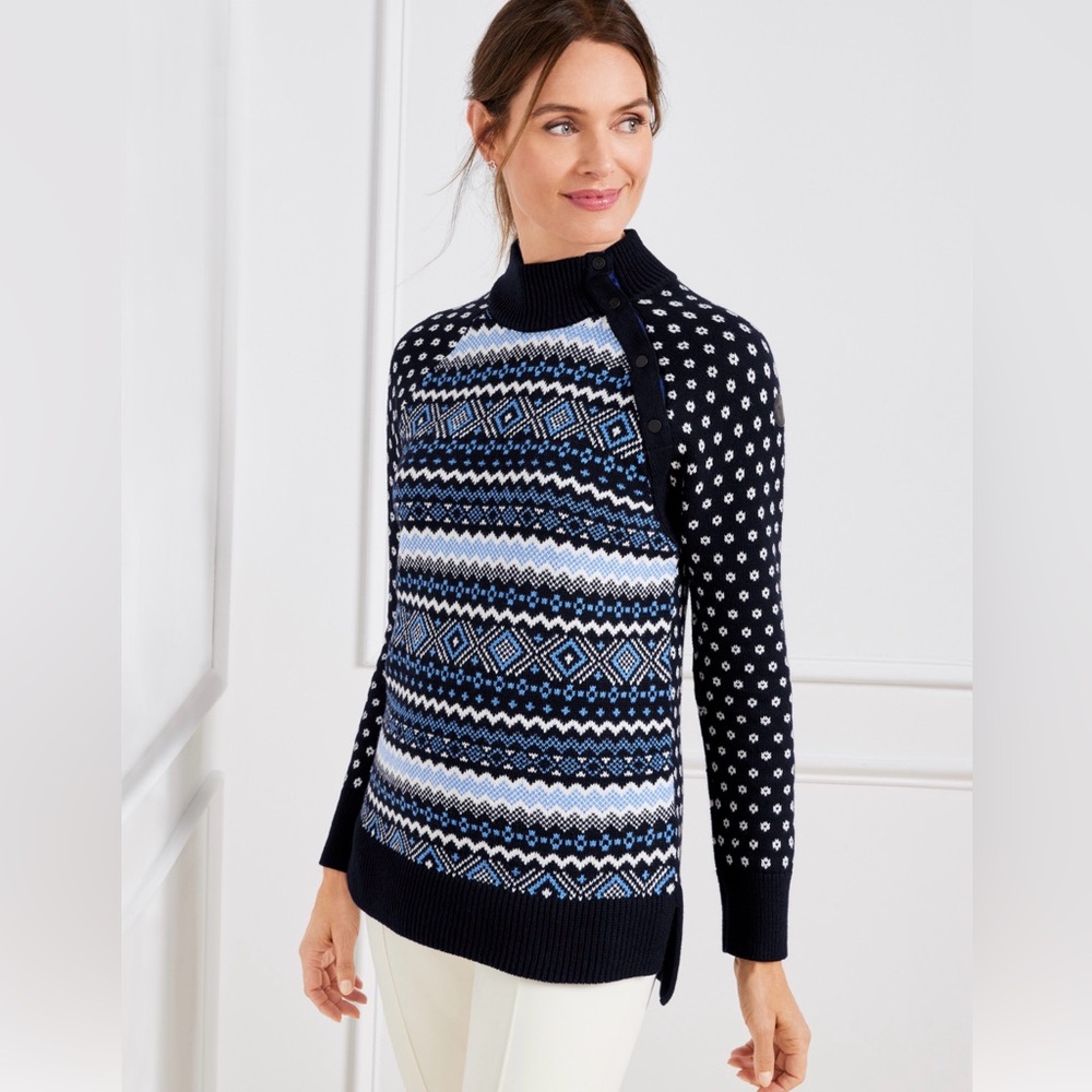 Talbots THERMOLITE® SNAP BUTTON MOCKNECK SWEATER - FAIR ISLE